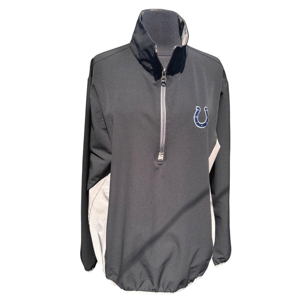 NFL Indianapolis Colts Jacket Team Apparel Half Zip Pullover‎ Large Black Gray